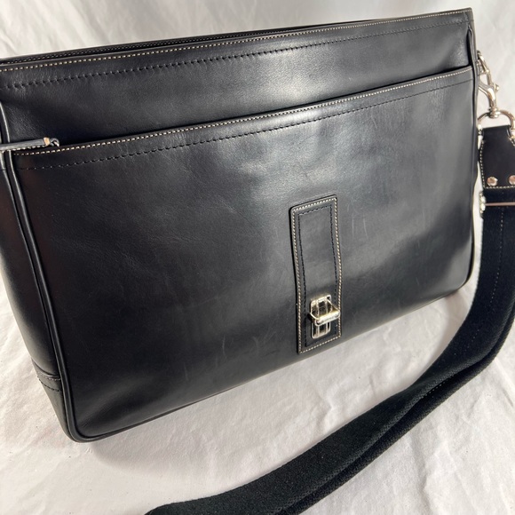 COACH Black Leather Briefcase Messenger Bag - Picture 8 of 16